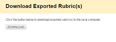 Download Exported Rubrics page with a Download button