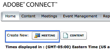 Location of the "Create New Meeting" button