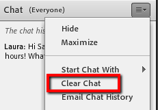 The menu with "Clear Chat" option highlighted