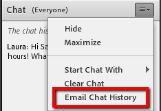 Location of the "Email Chat History" option