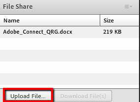 File Share pod with "Upload File" highlighted