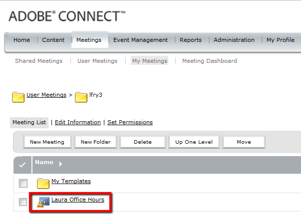 The Meeting List page will have a listing of all your meeting recordings