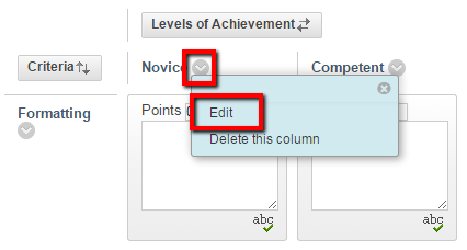 The gray arrow and "edit" link that one uses to change a column name highlighted 
