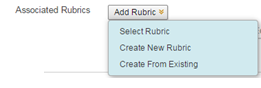 The "Add Rubric" menu expanded to show the options.